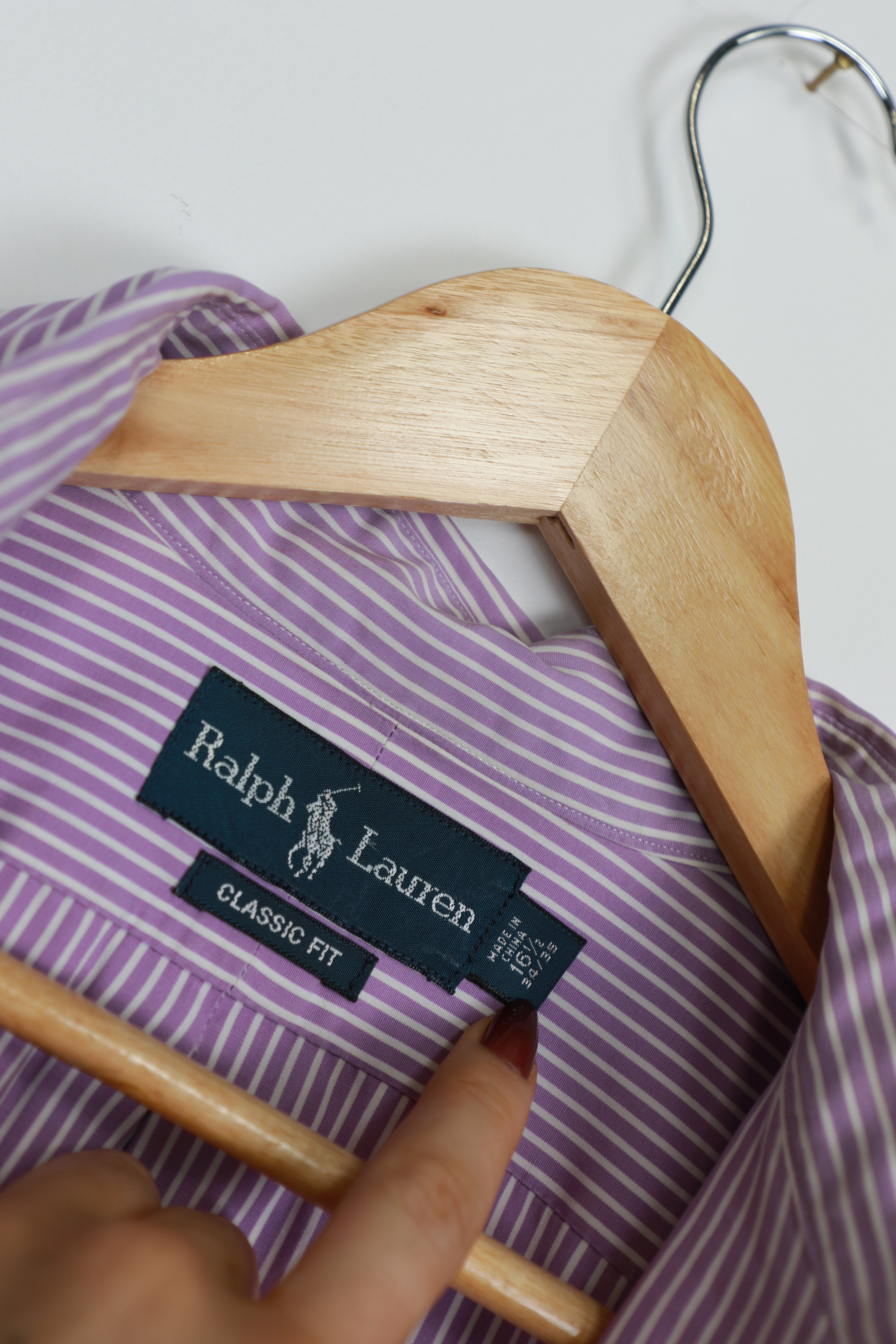 Ralph Lauren purple and white striped cropped shirt