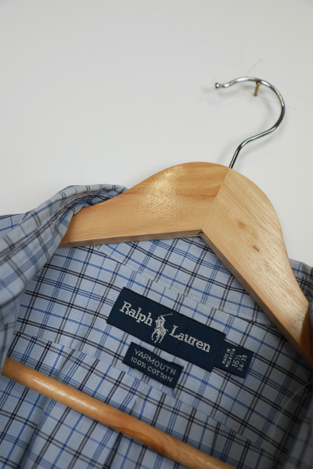 Ralph Lauren light blue striped cropped short sleeve shirt