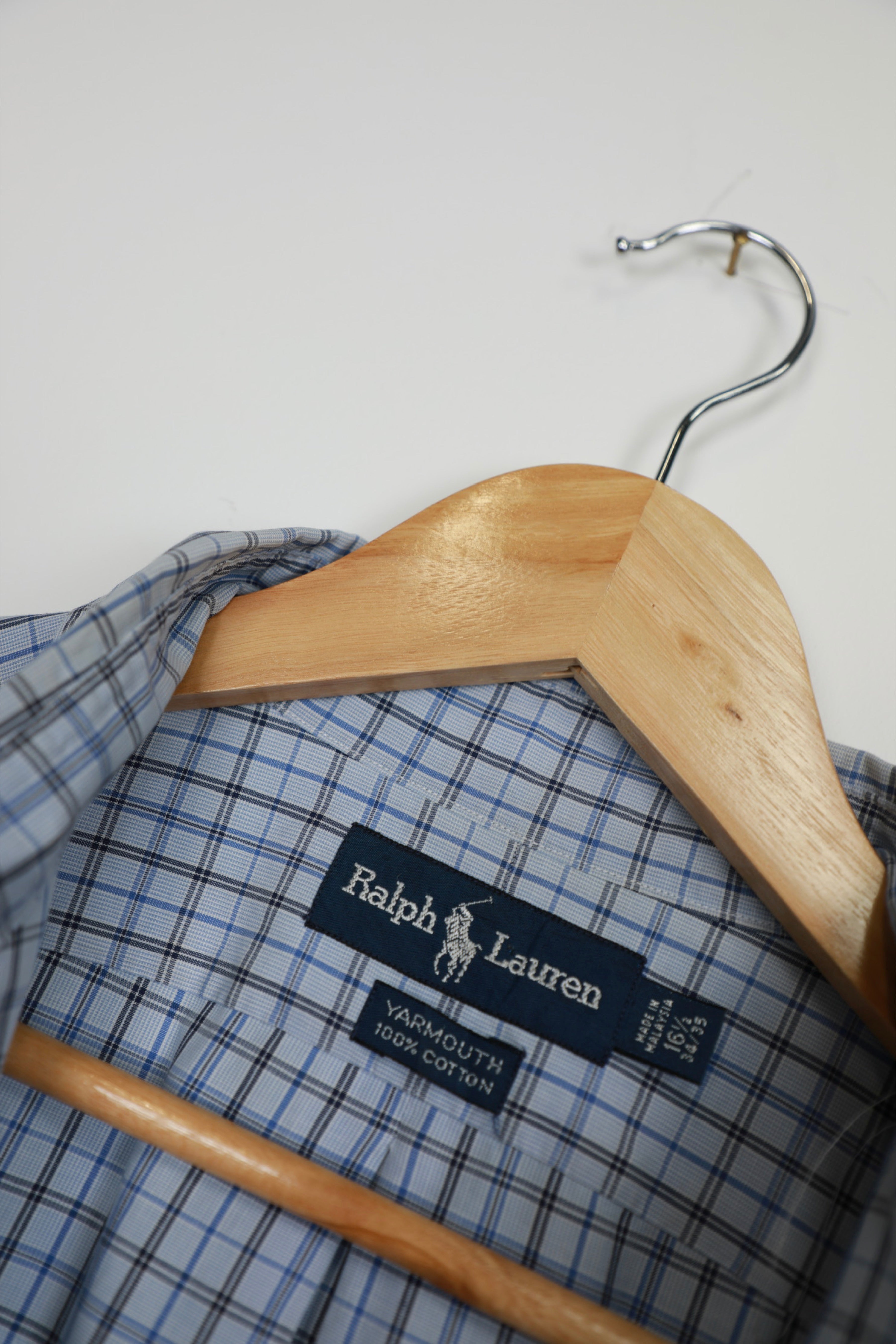 Ralph Lauren light blue striped cropped short sleeve shirt