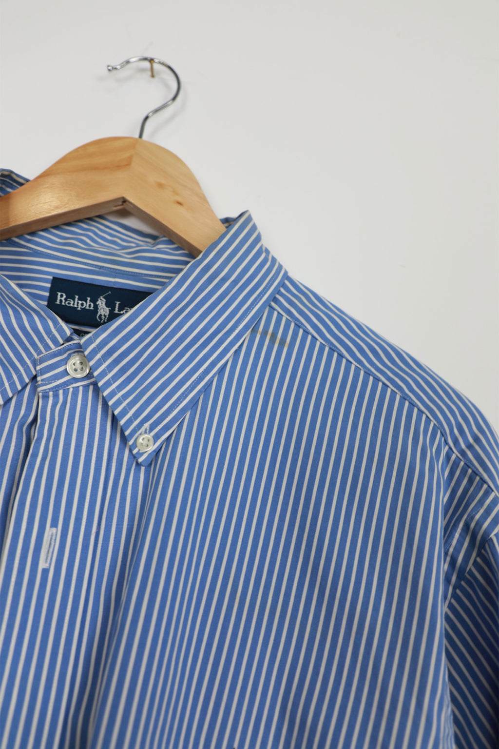 Ralph Lauren blue and white striped cropped shirt