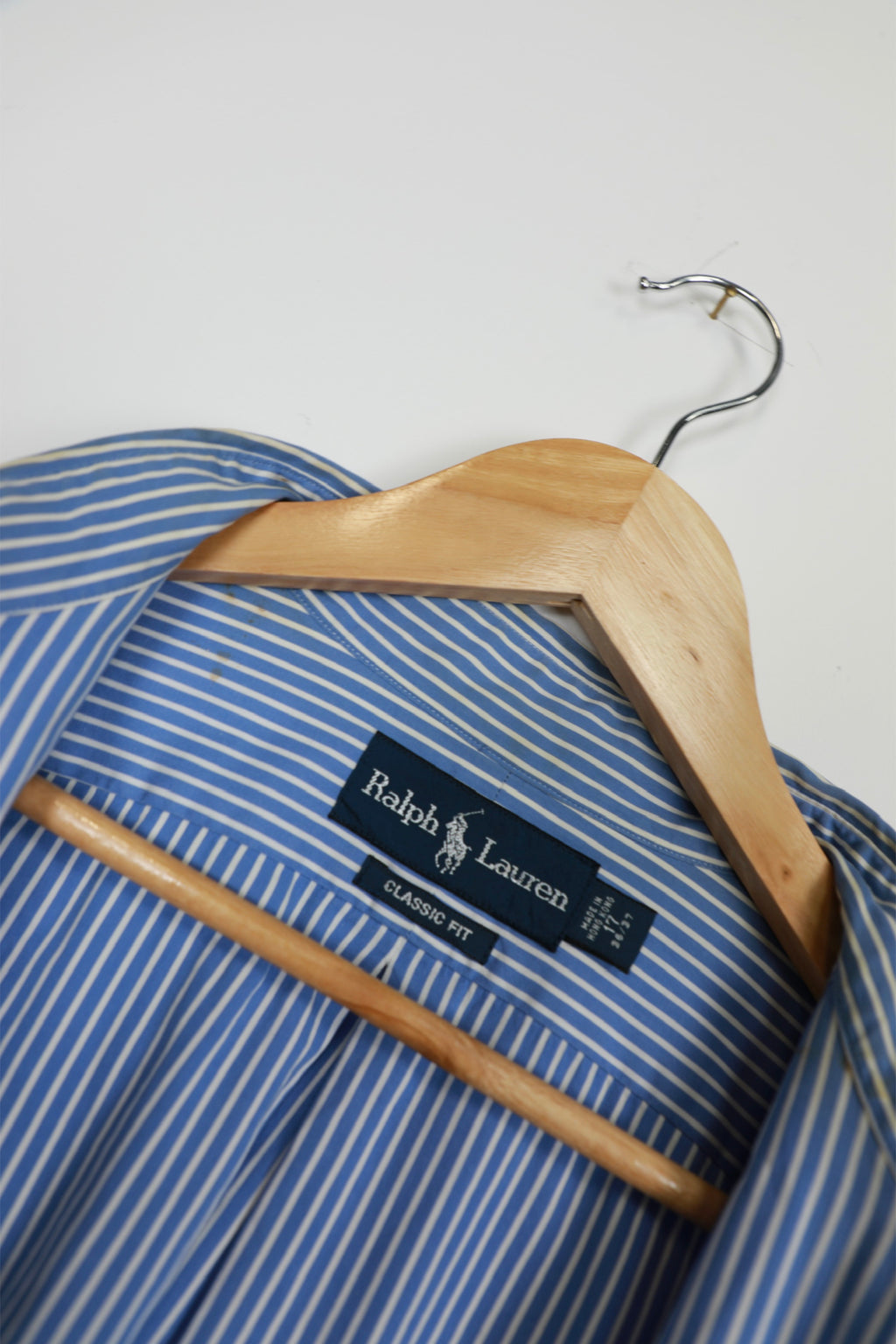Ralph Lauren blue and white striped cropped shirt