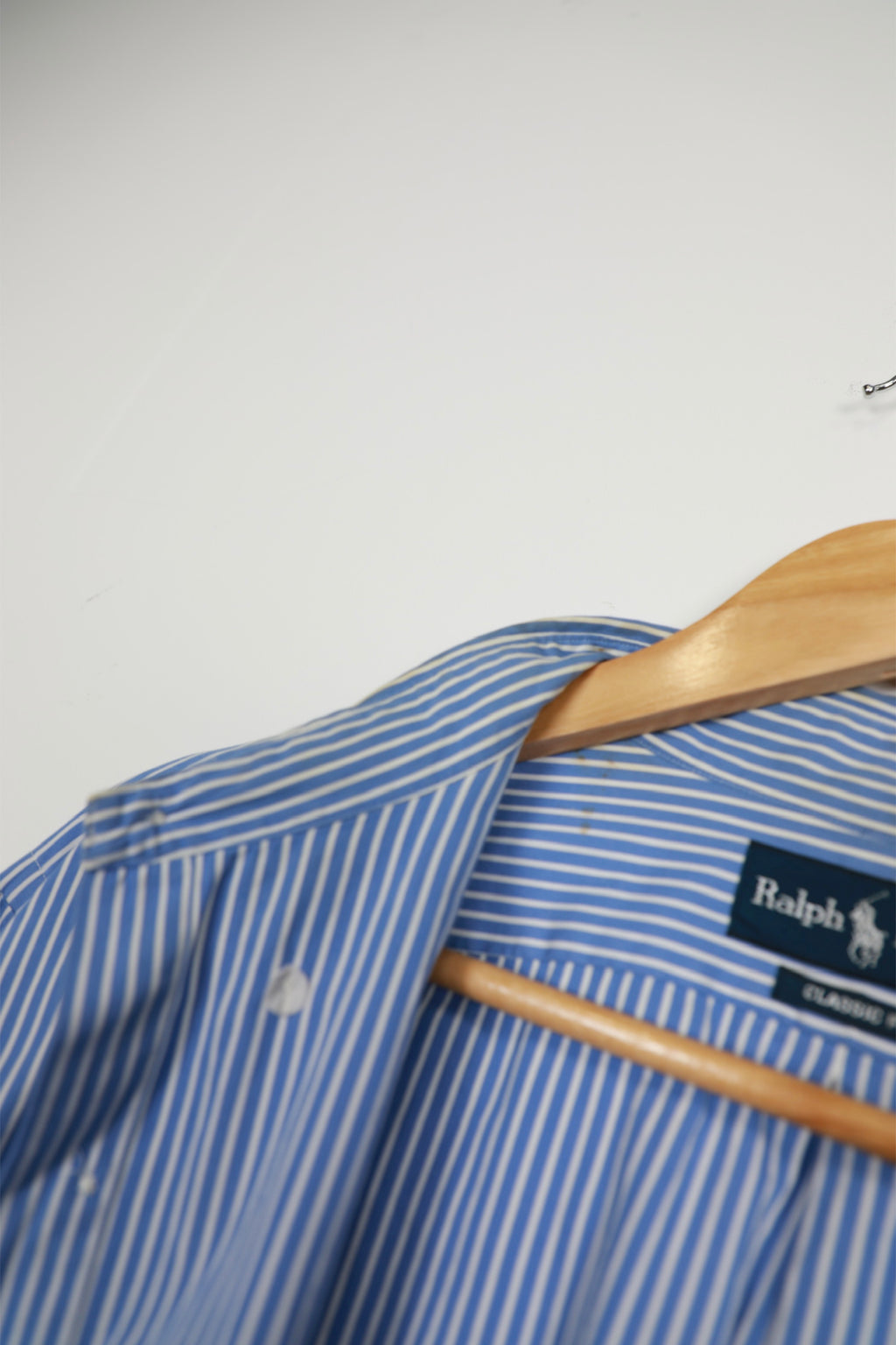 Ralph Lauren blue and white striped cropped shirt