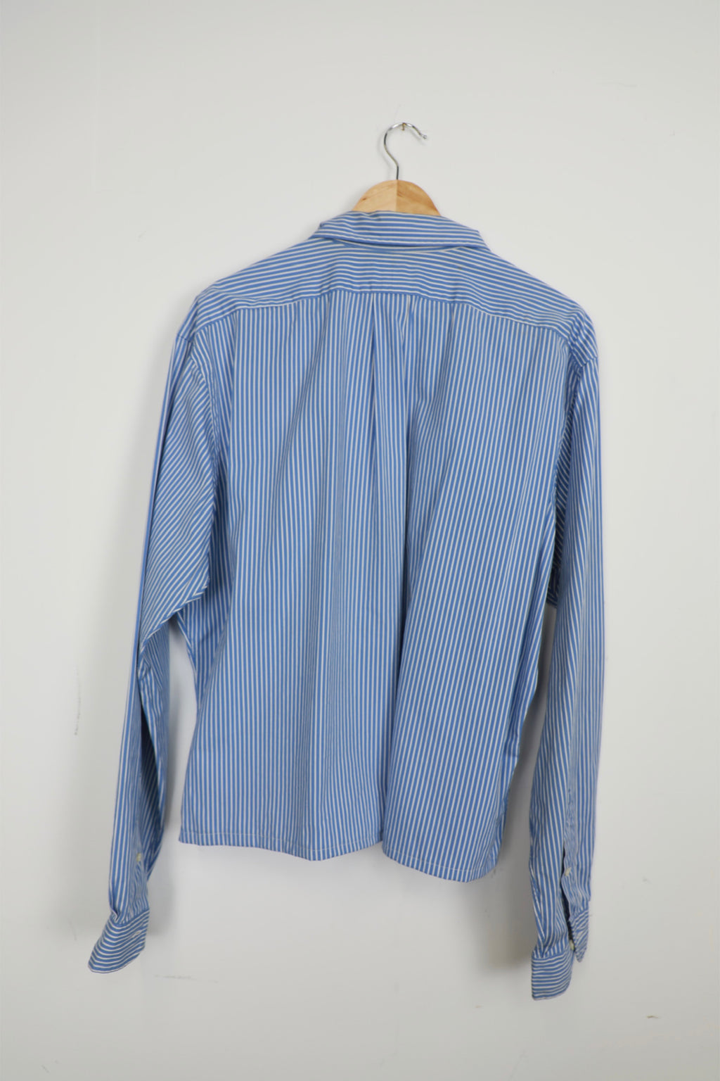 Ralph Lauren blue and white striped cropped shirt