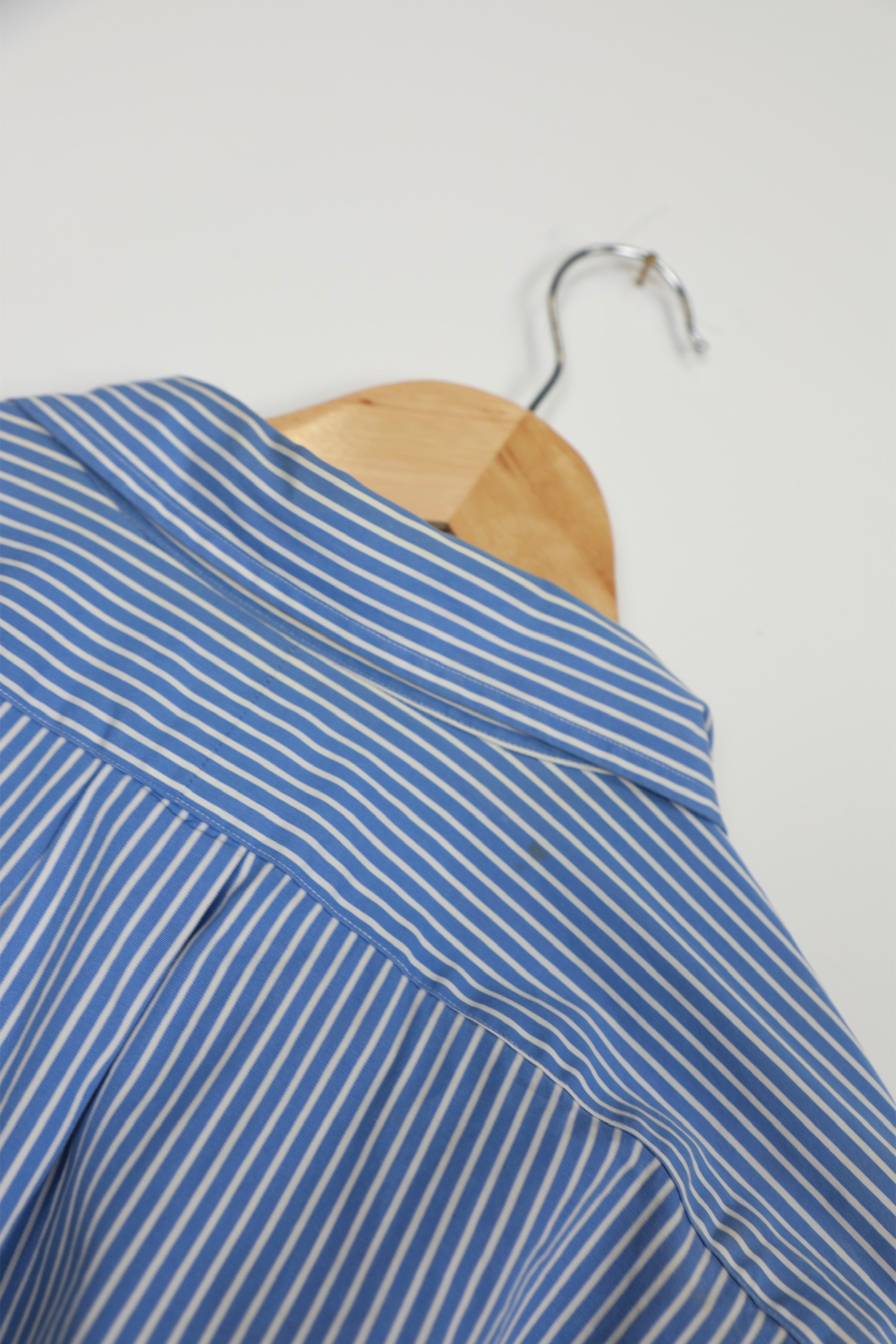 Ralph Lauren blue and white striped cropped shirt