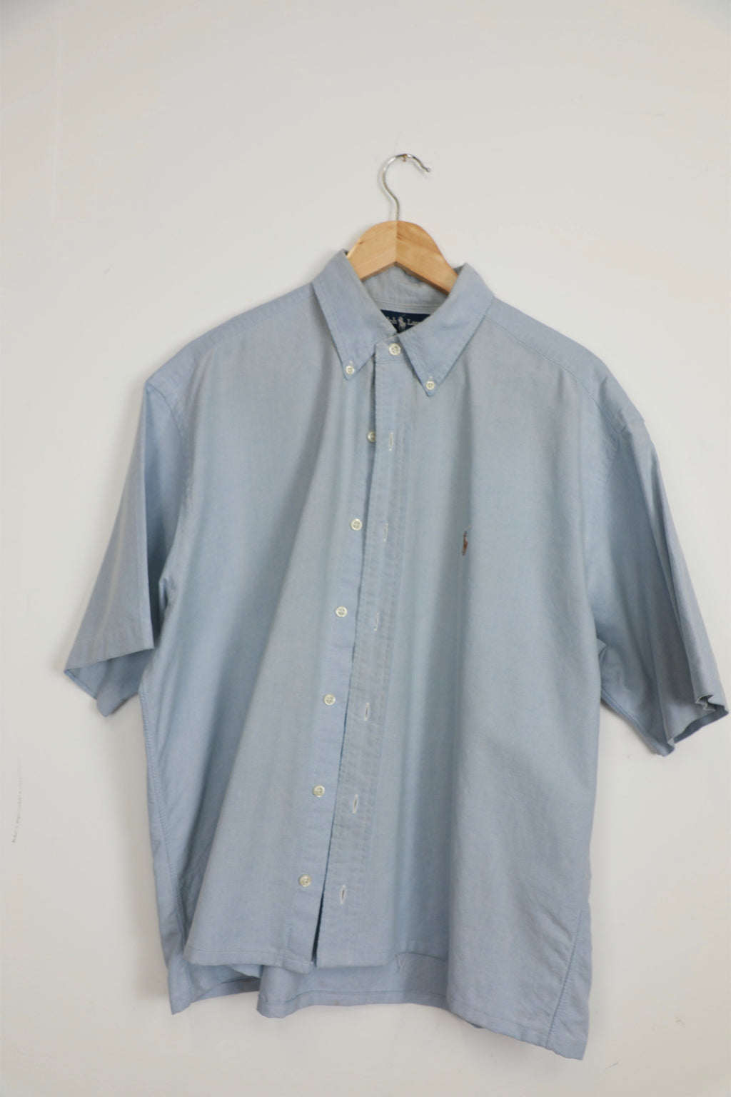 Ralph Lauren light blue short sleeve cropped shirt