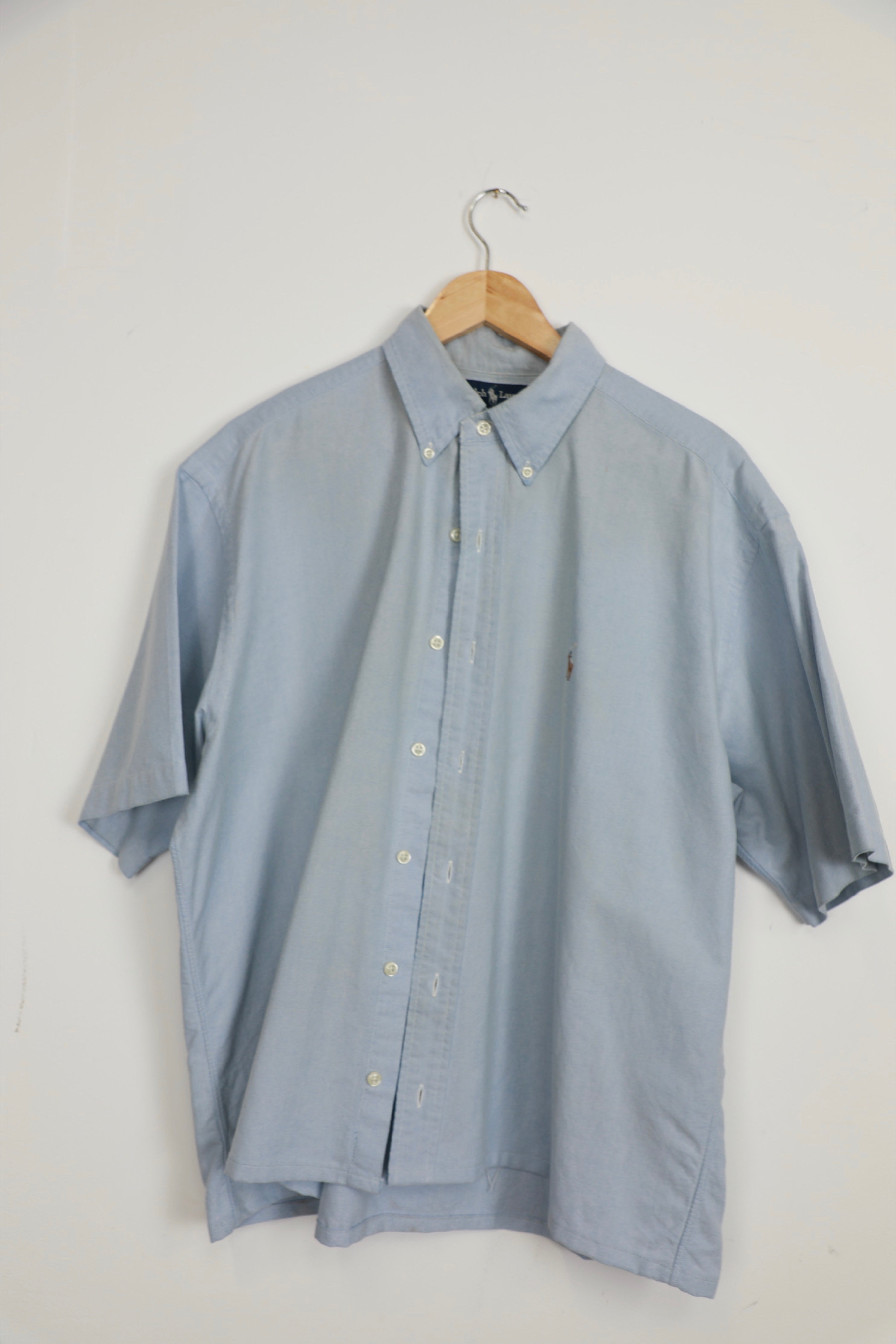 Ralph Lauren light blue short sleeve cropped shirt