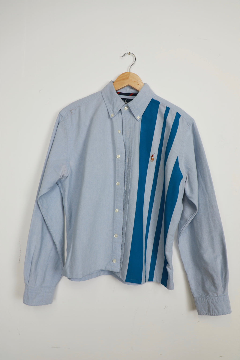 Ralph Lauren light blue striped cropped shirt