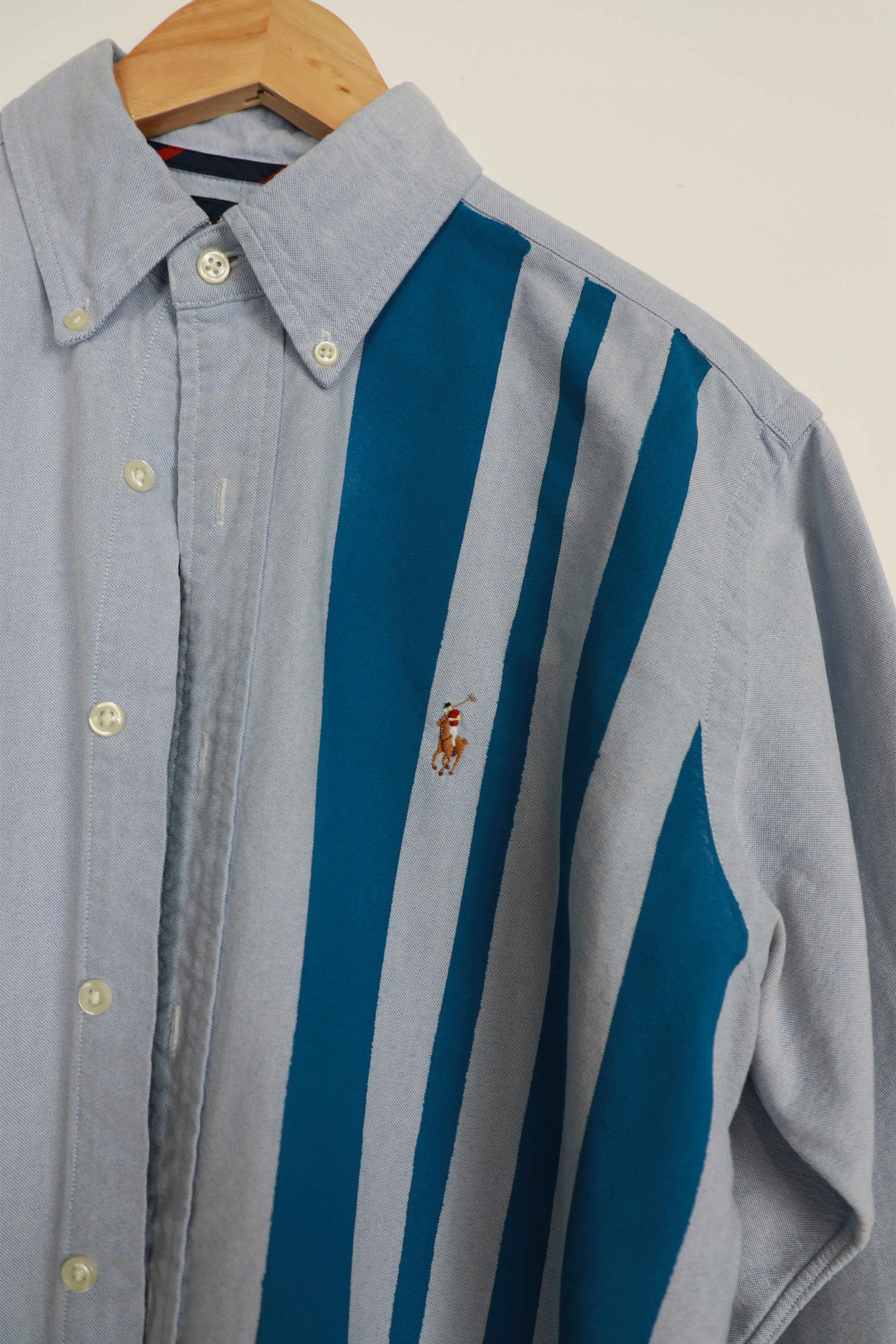 Ralph Lauren light blue striped cropped shirt