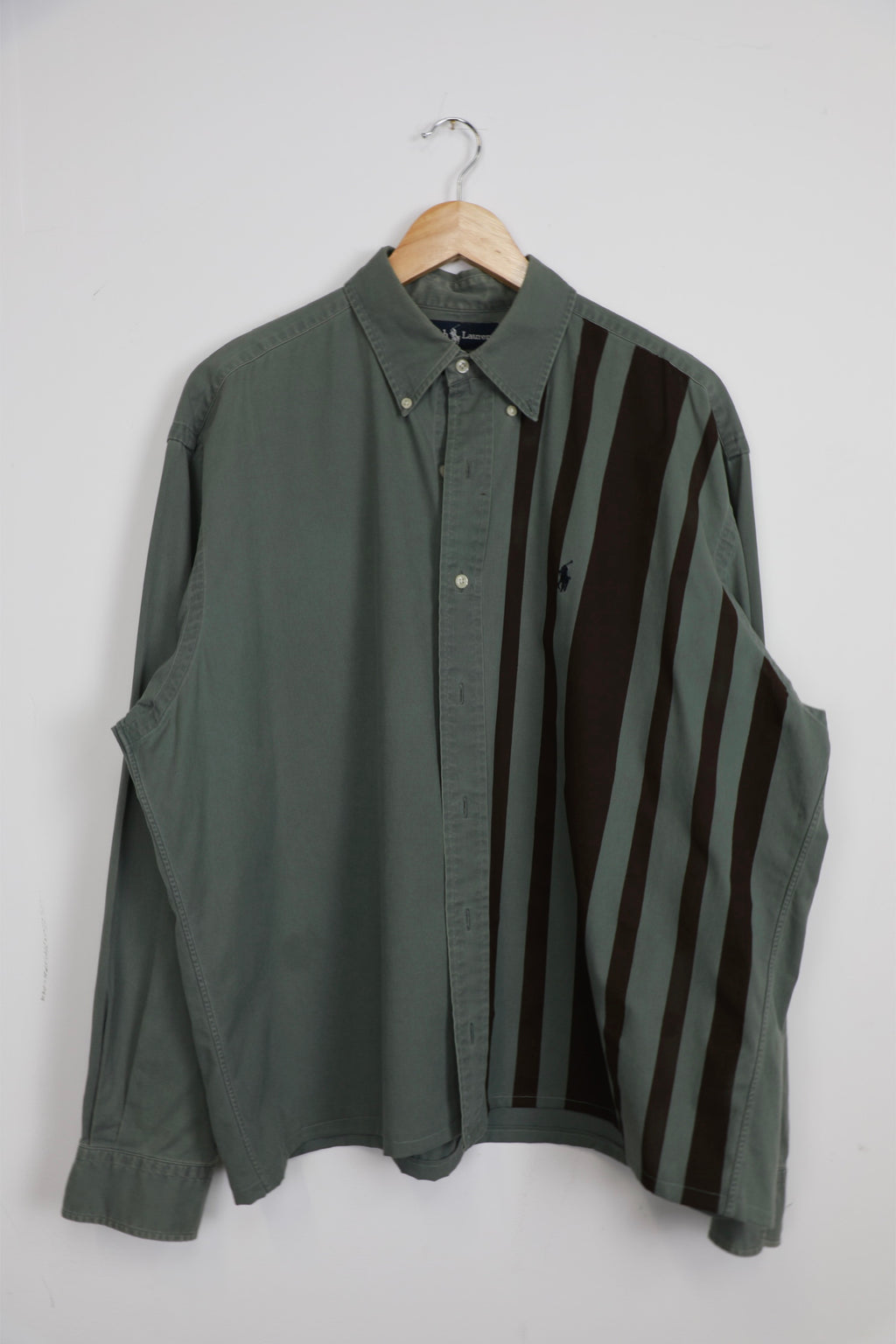 Ralph Lauren green striped cropped shirt