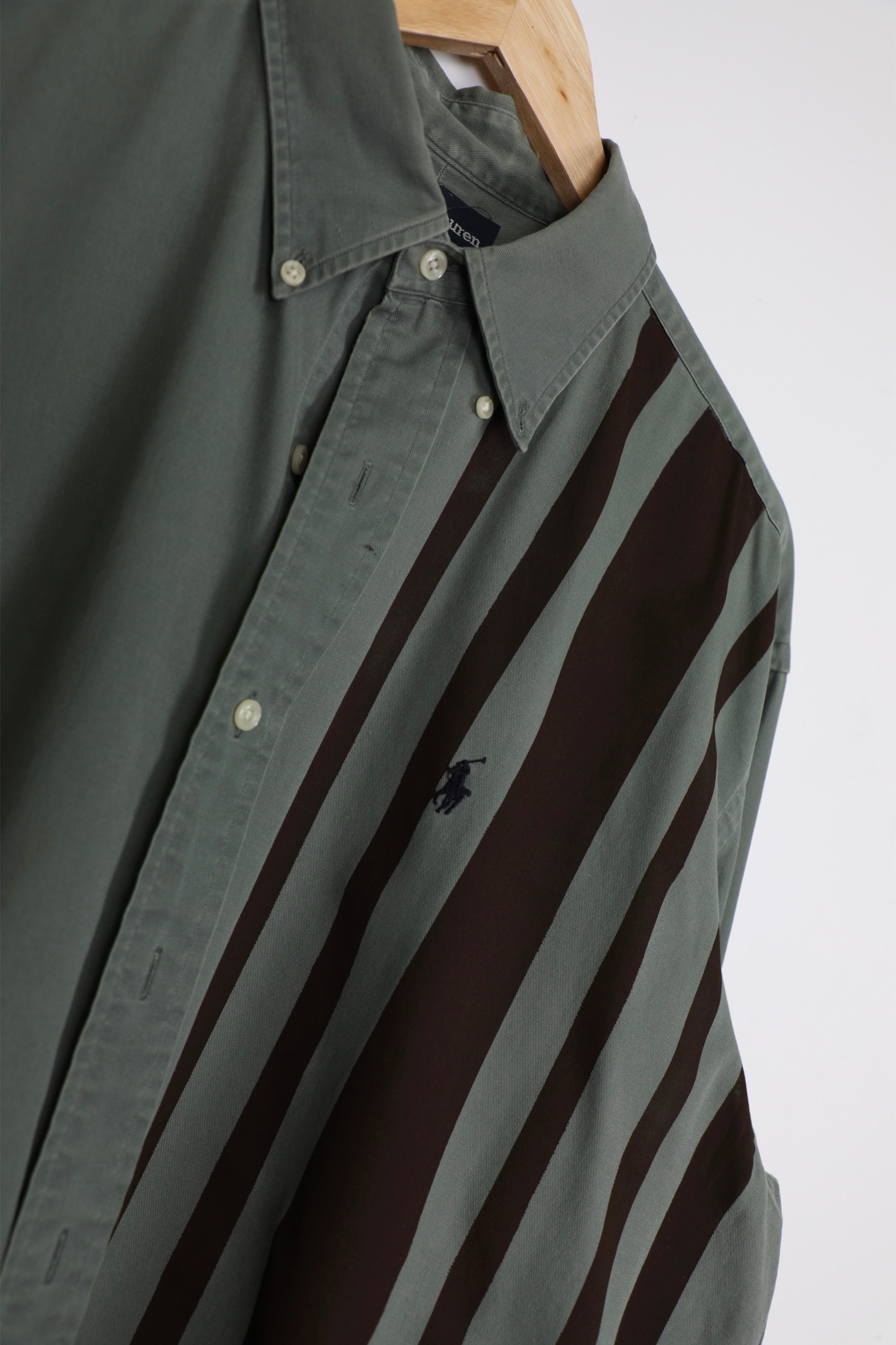 Ralph Lauren green striped cropped shirt