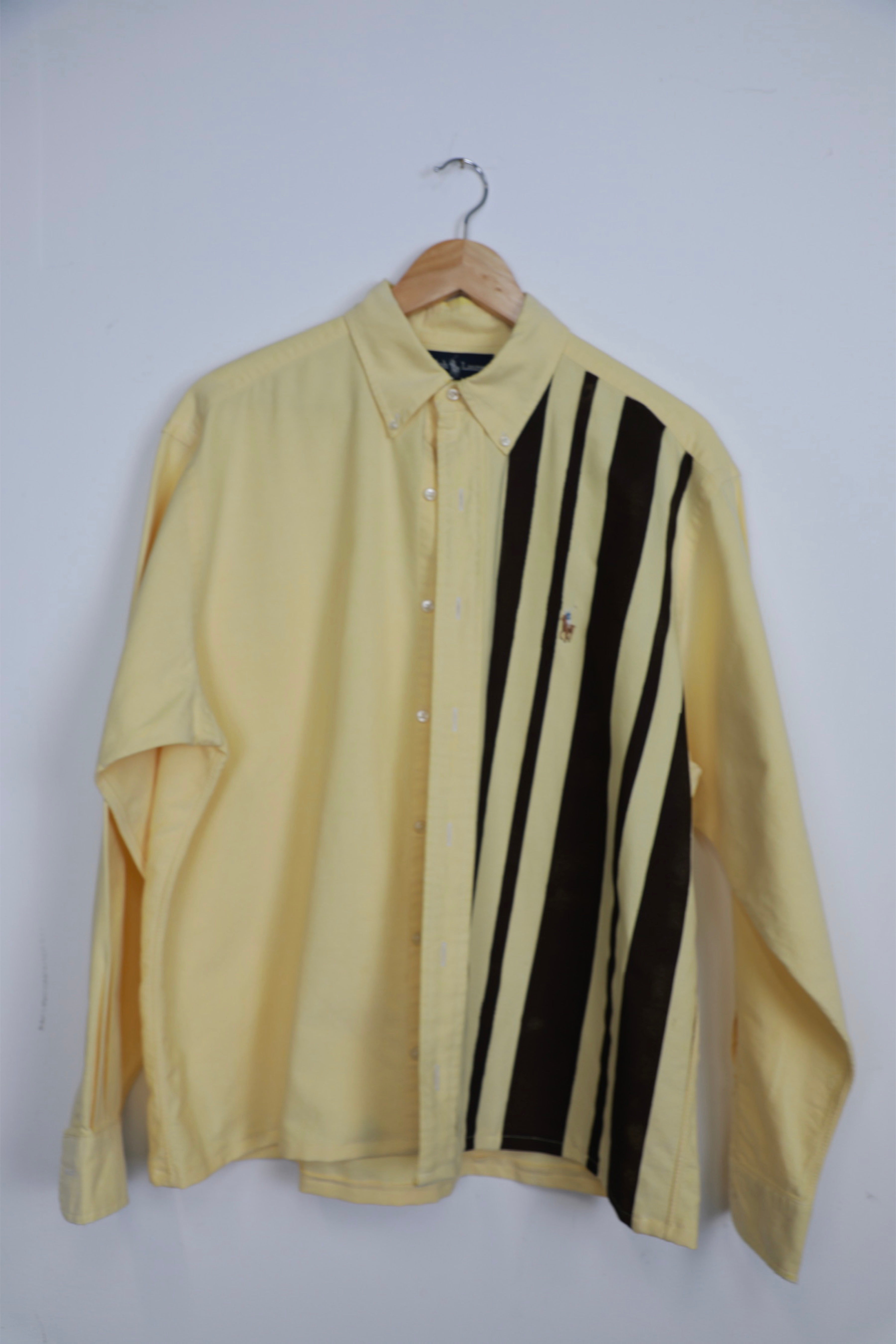 Ralph Lauren yellow striped cropped shirt