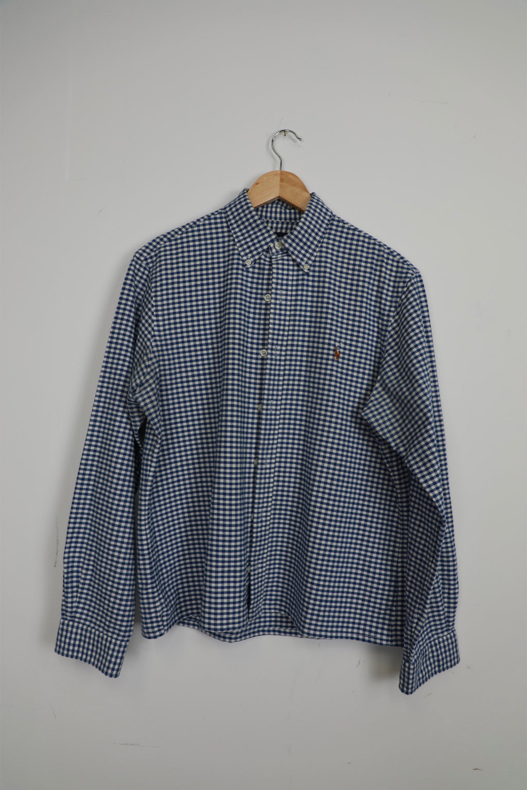 Ralph Lauren blue and white checked cropped shirt