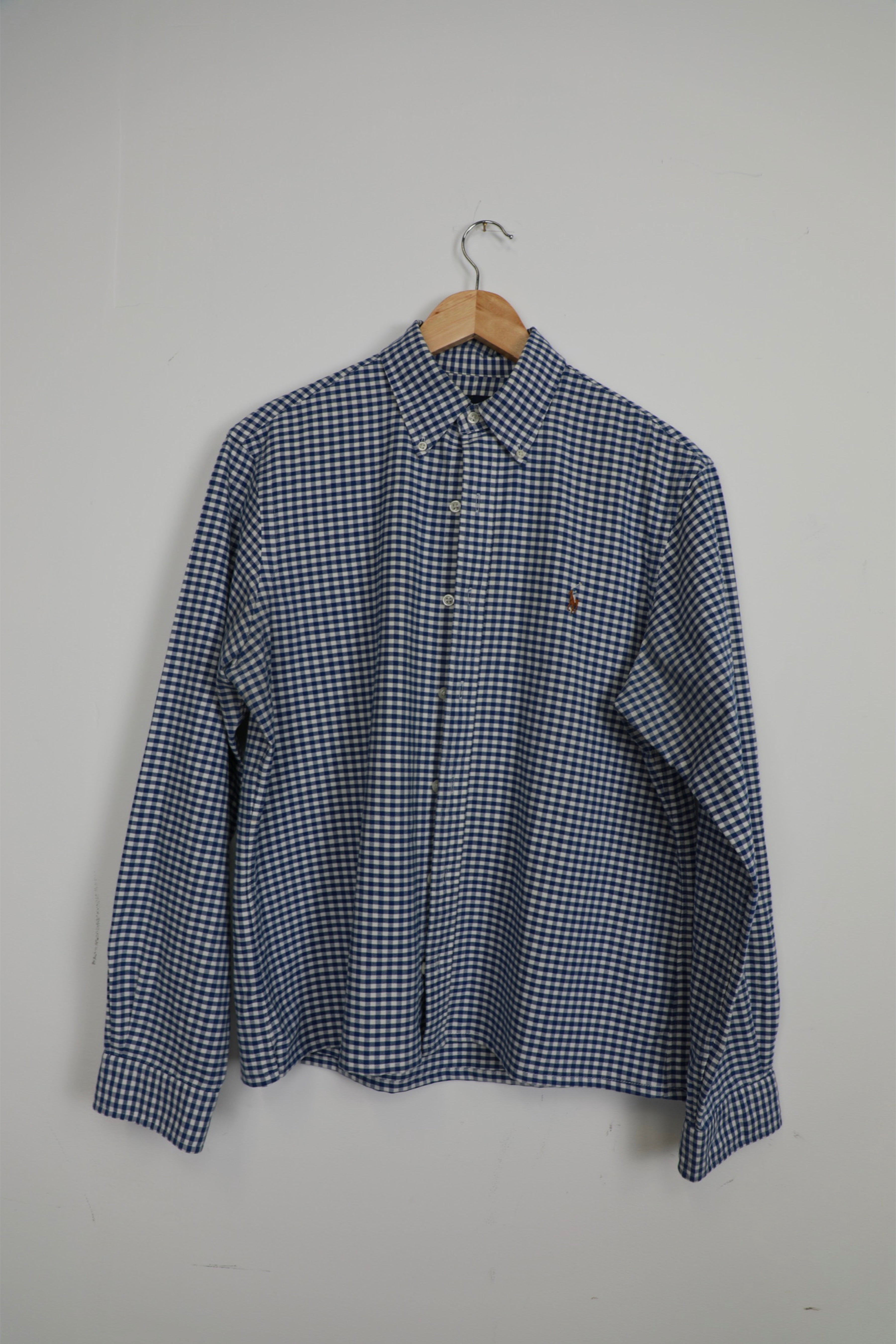 Ralph Lauren blue and white checked cropped shirt