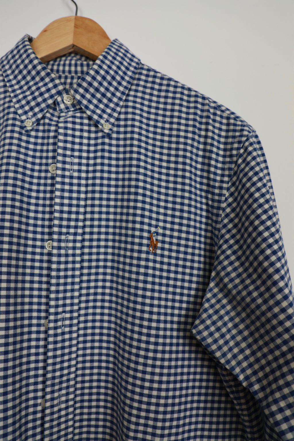 Ralph Lauren blue and white checked cropped shirt