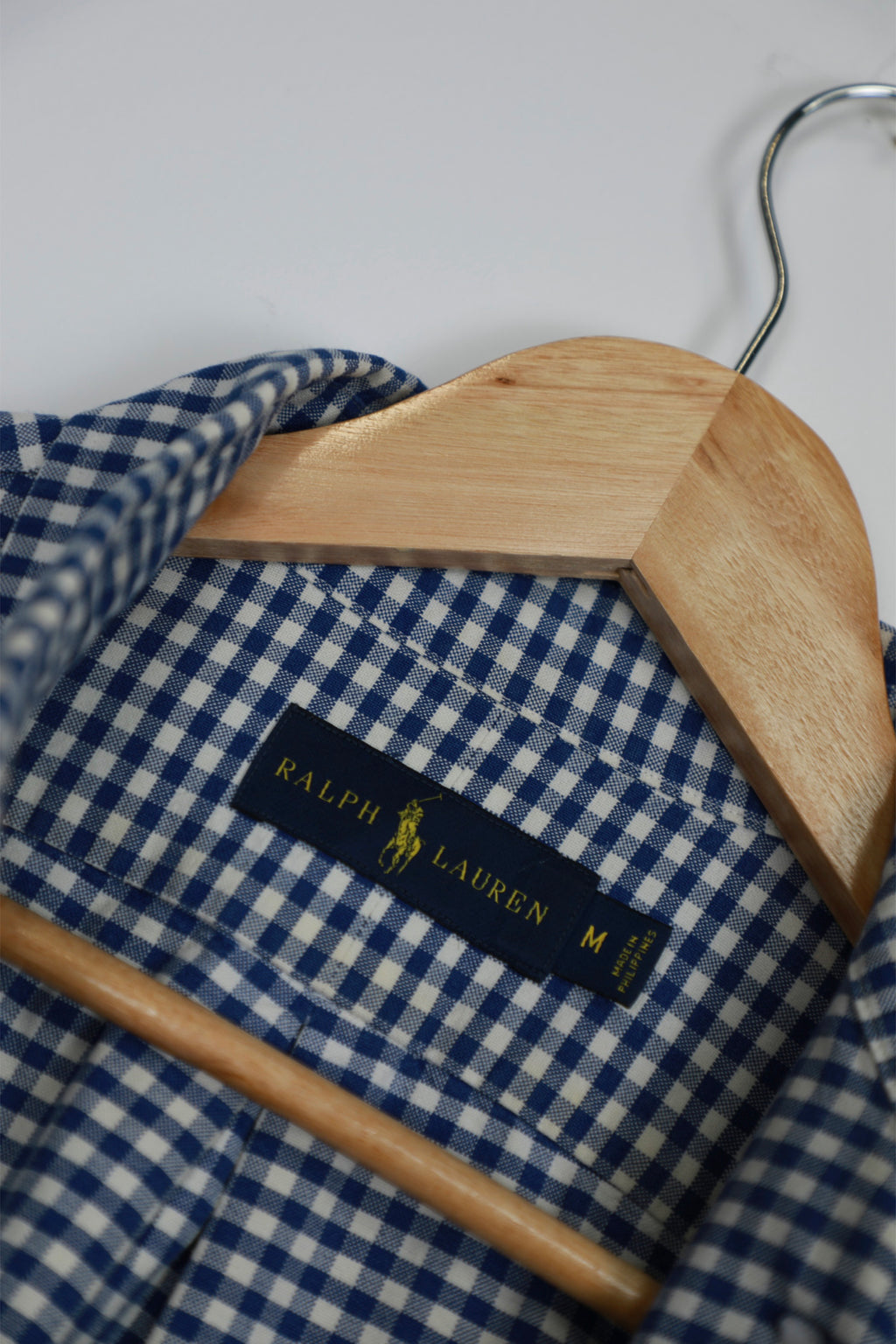 Ralph Lauren blue and white checked cropped shirt