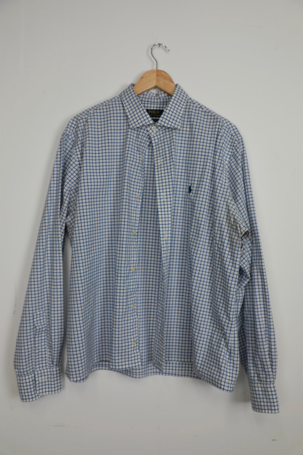 Ralph Lauren light blue and white checked cropped shirt