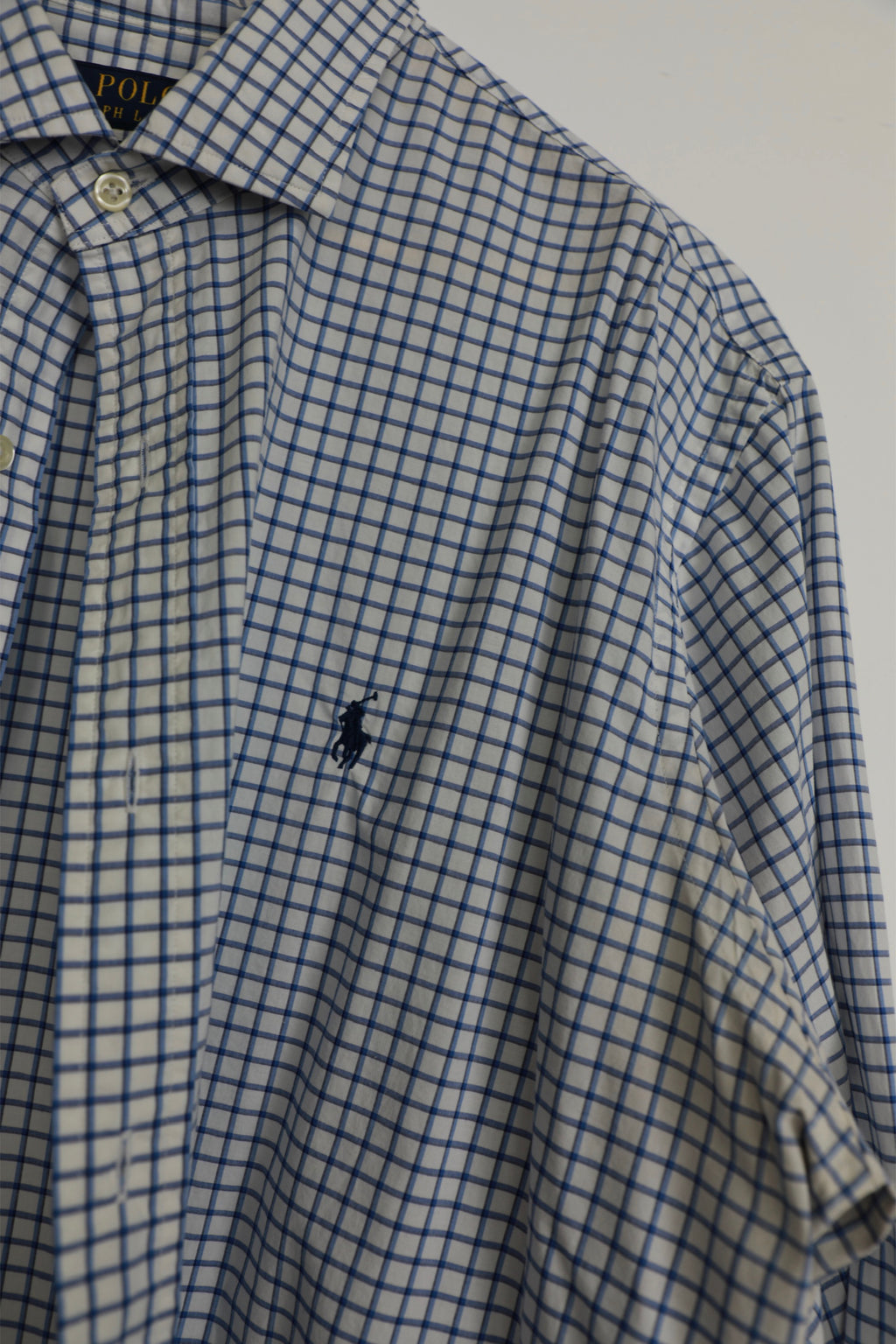 Ralph Lauren light blue and white checked cropped shirt