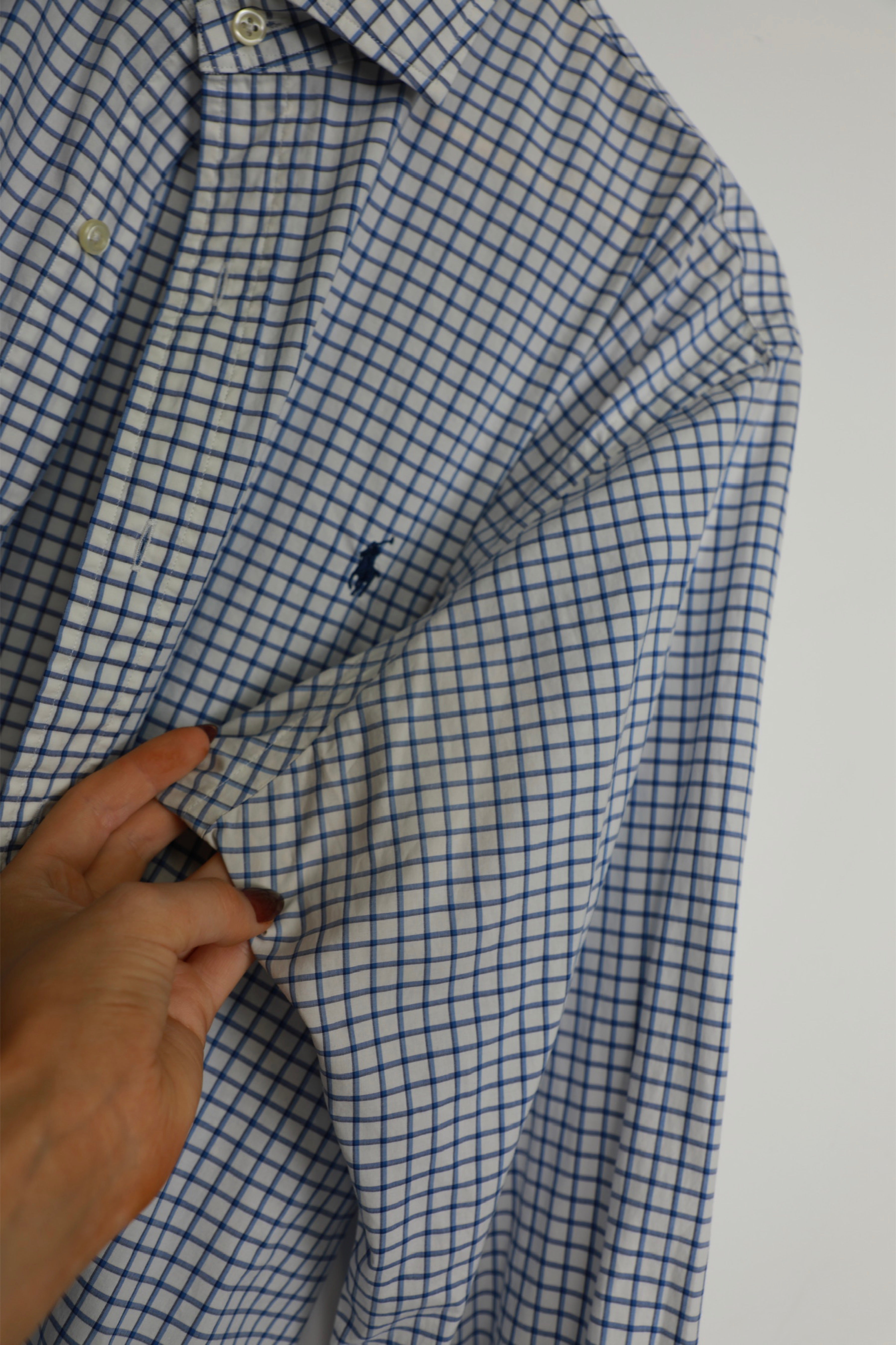 Ralph Lauren light blue and white checked cropped shirt