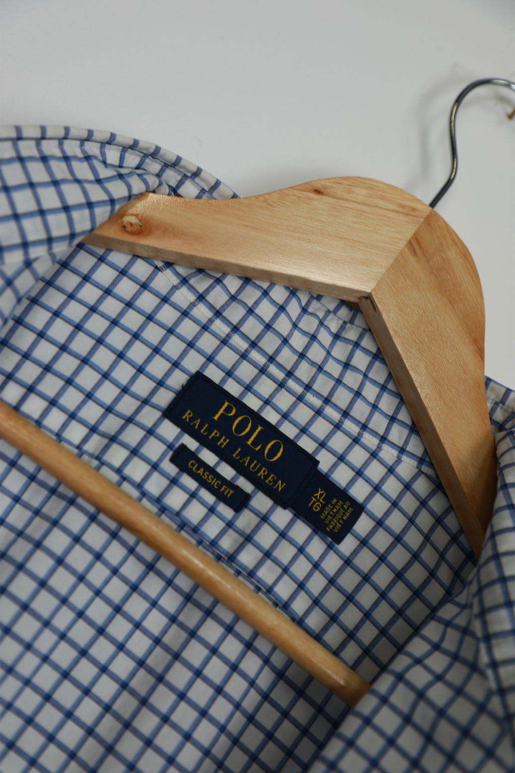 Ralph Lauren light blue and white checked cropped shirt