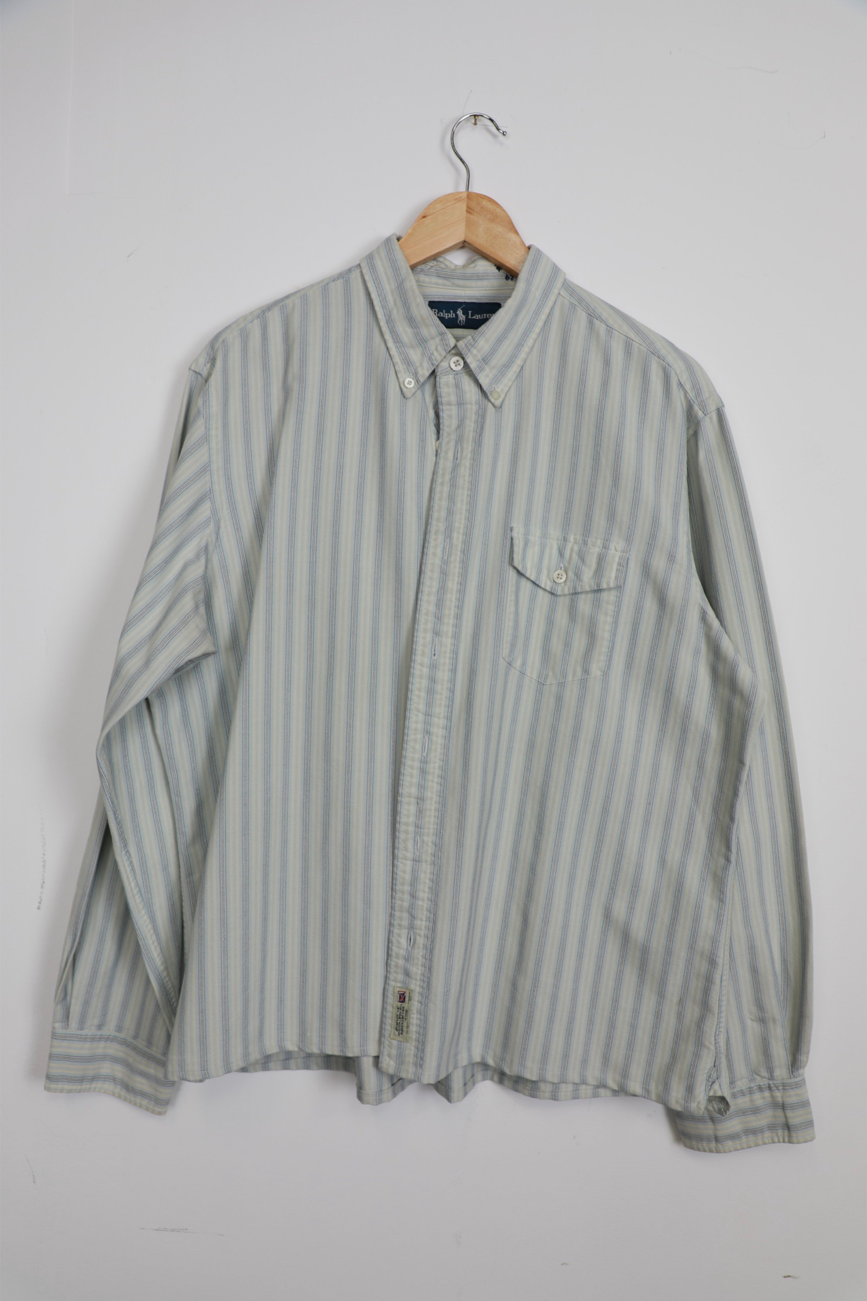 Ralph Lauren light blue striped cropped shirt